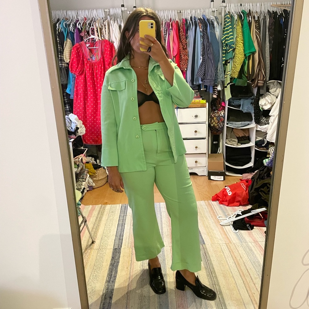 1970s Lime Green Pant Suit